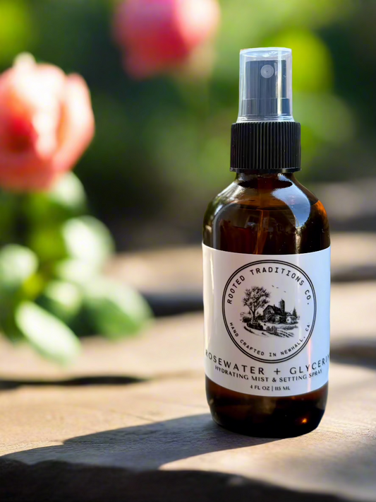 Rosewater + Glycerin Hydrating Mist & Setting Spray - Refresh. Hydrate. Glow.