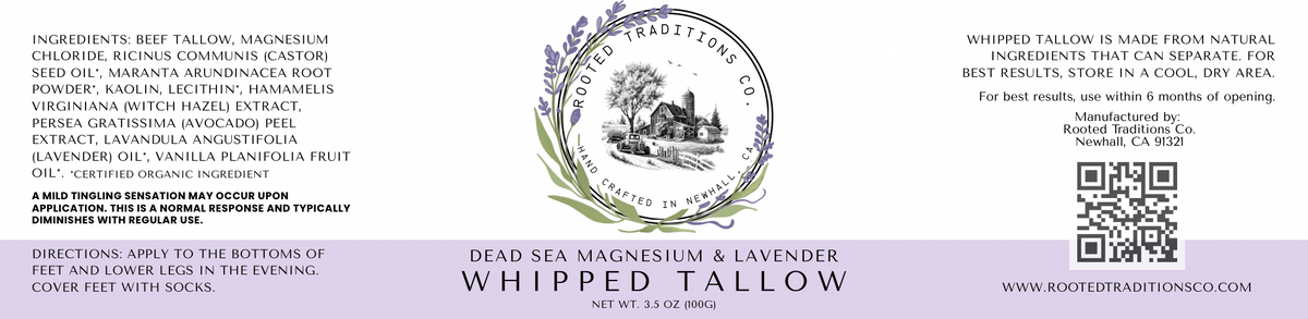 Dead Sea Magnesium & Lavender Whipped Tallow - Rooted Traditions Co