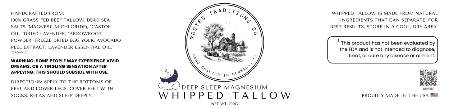 Deep Sleep Magnesium Whipped Tallow - Rooted Traditions Co