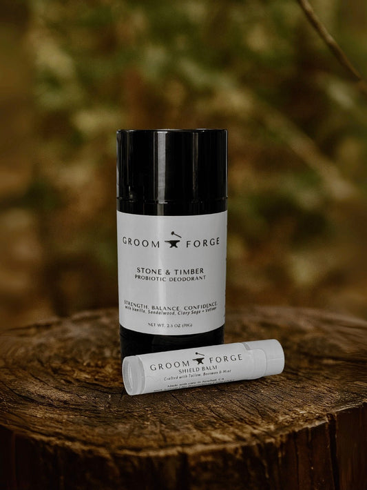 Groom + Forge: Stone & Timber Probiotic Deodorant - Rooted Traditions Co