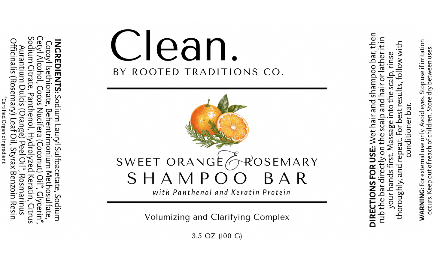 Sweet Orange & Rosemary Shampoo Bar - Rooted Traditions Co