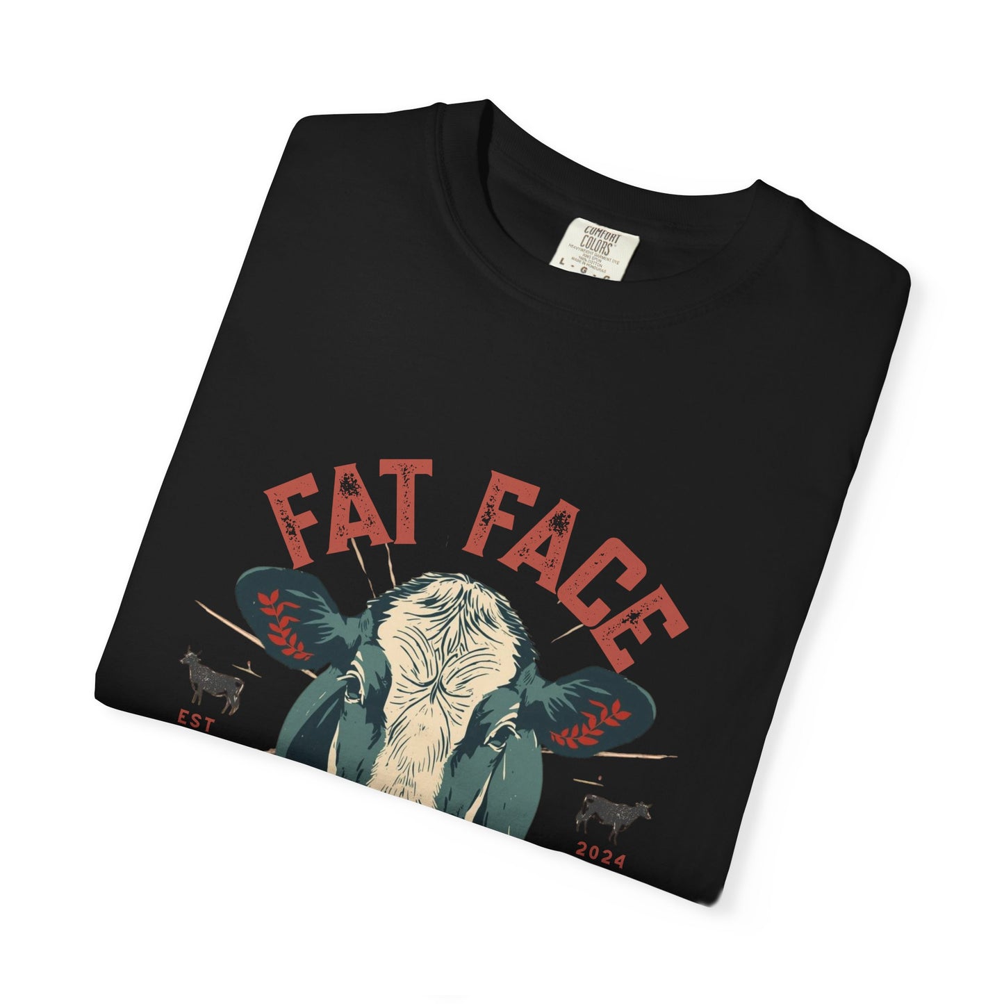 Cow Graphic T-Shirt — "Fat Face" Vintage Tallow Logo Tee