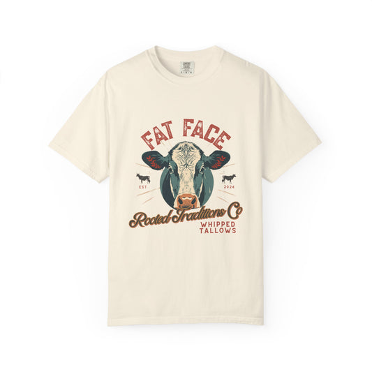 Cow Graphic T-Shirt — "Fat Face" Vintage Tallow Logo Tee