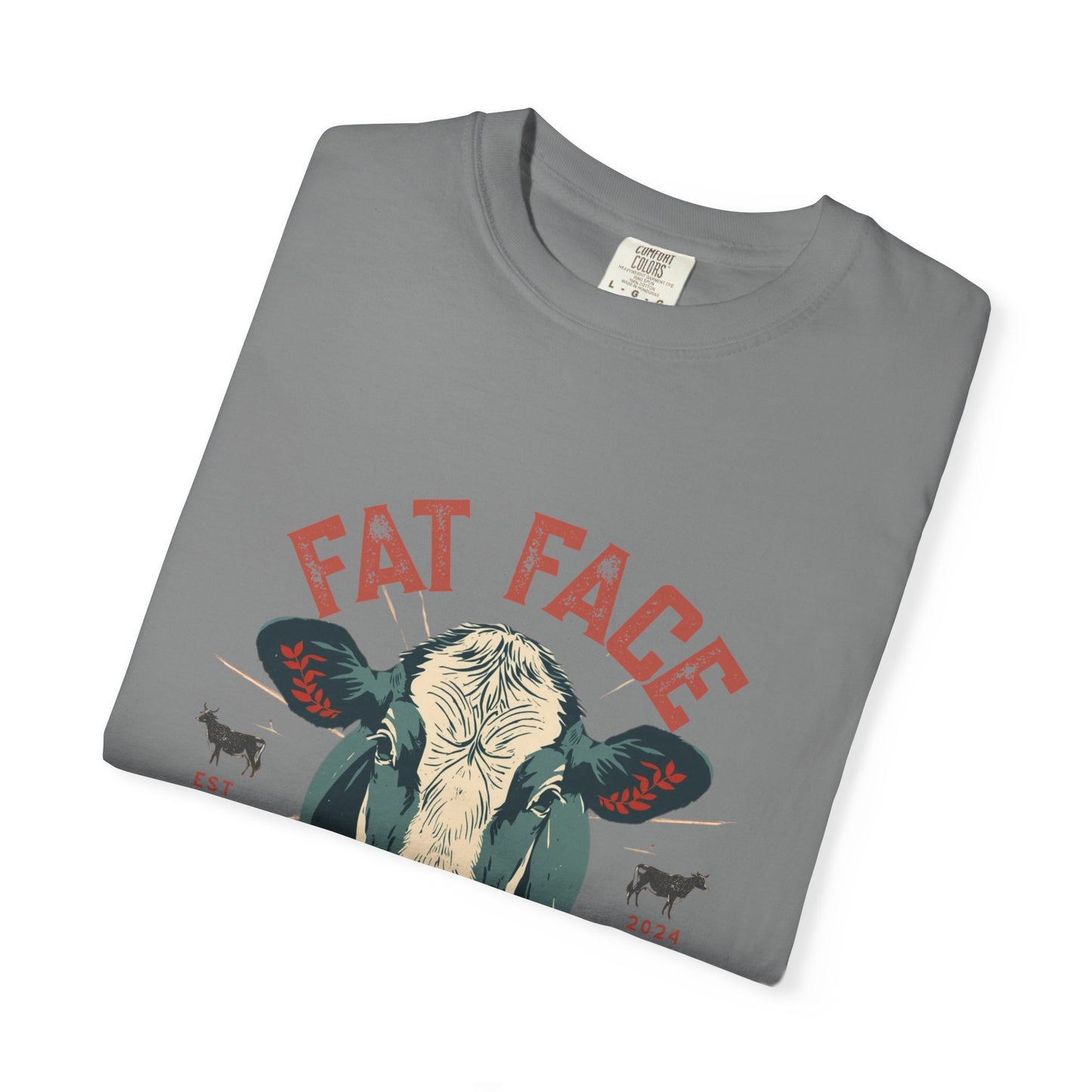Cow Graphic T-Shirt — "Fat Face" Vintage Tallow Logo Tee