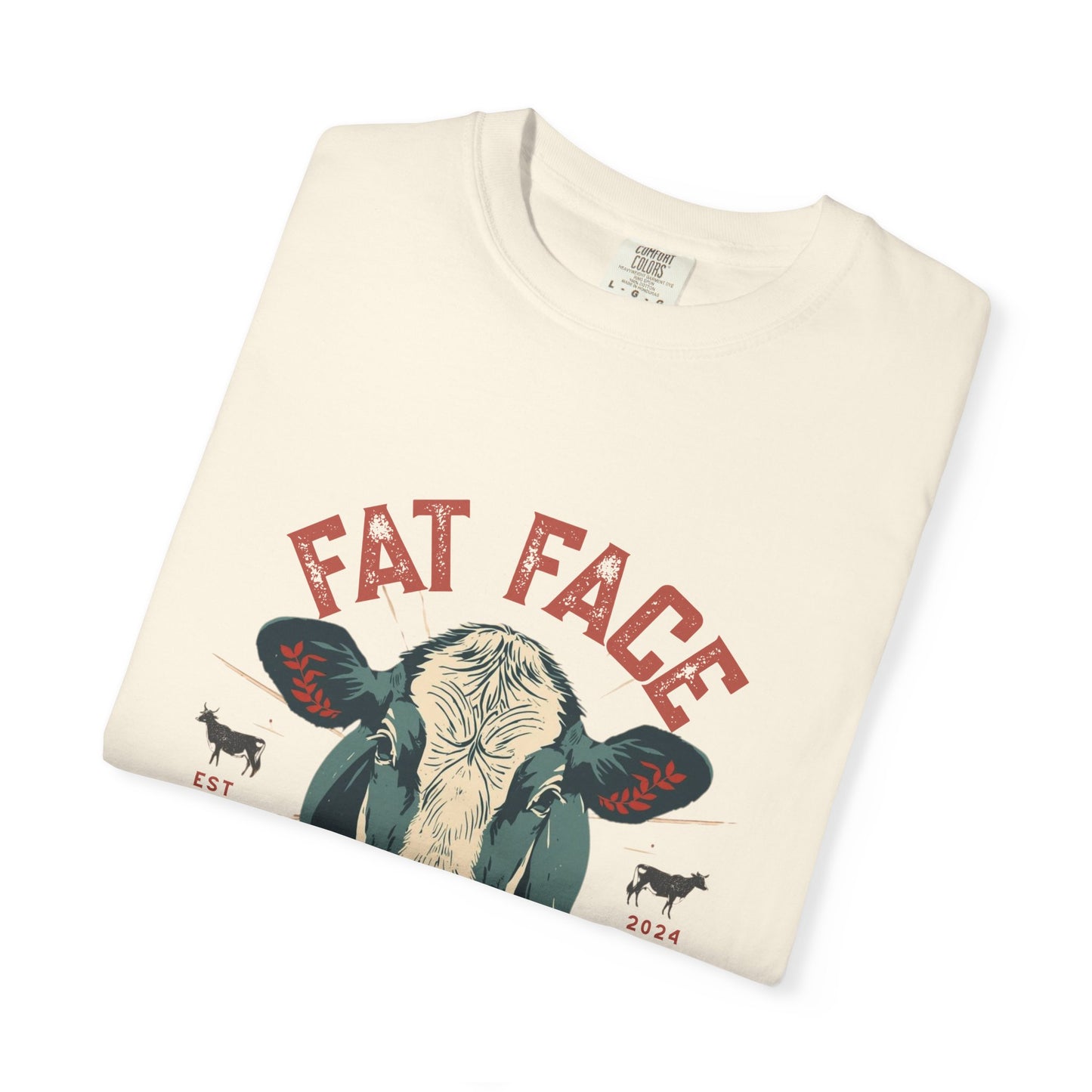 Cow Graphic T-Shirt — "Fat Face" Vintage Tallow Logo Tee