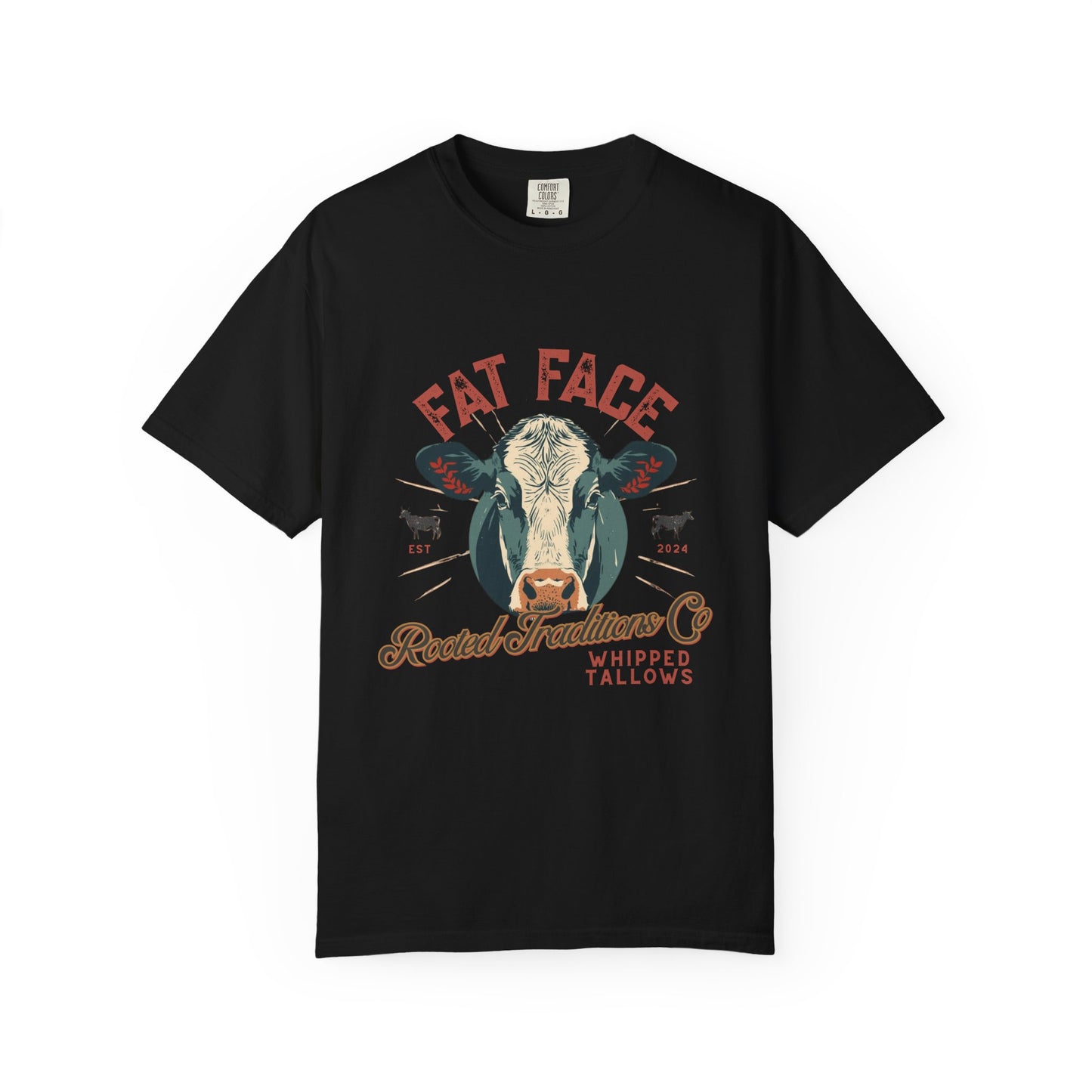 Cow Graphic T-Shirt — "Fat Face" Vintage Tallow Logo Tee