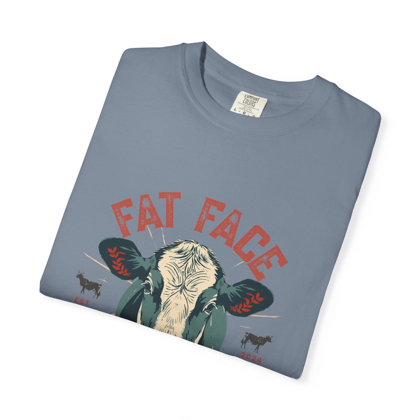 Cow Graphic T-Shirt — "Fat Face" Vintage Tallow Logo Tee