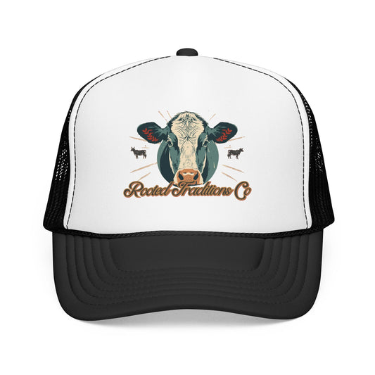 Cow Head Trucker Hat — Rustic Rodeo & Ranch Foam Cap - Rooted Traditions Co