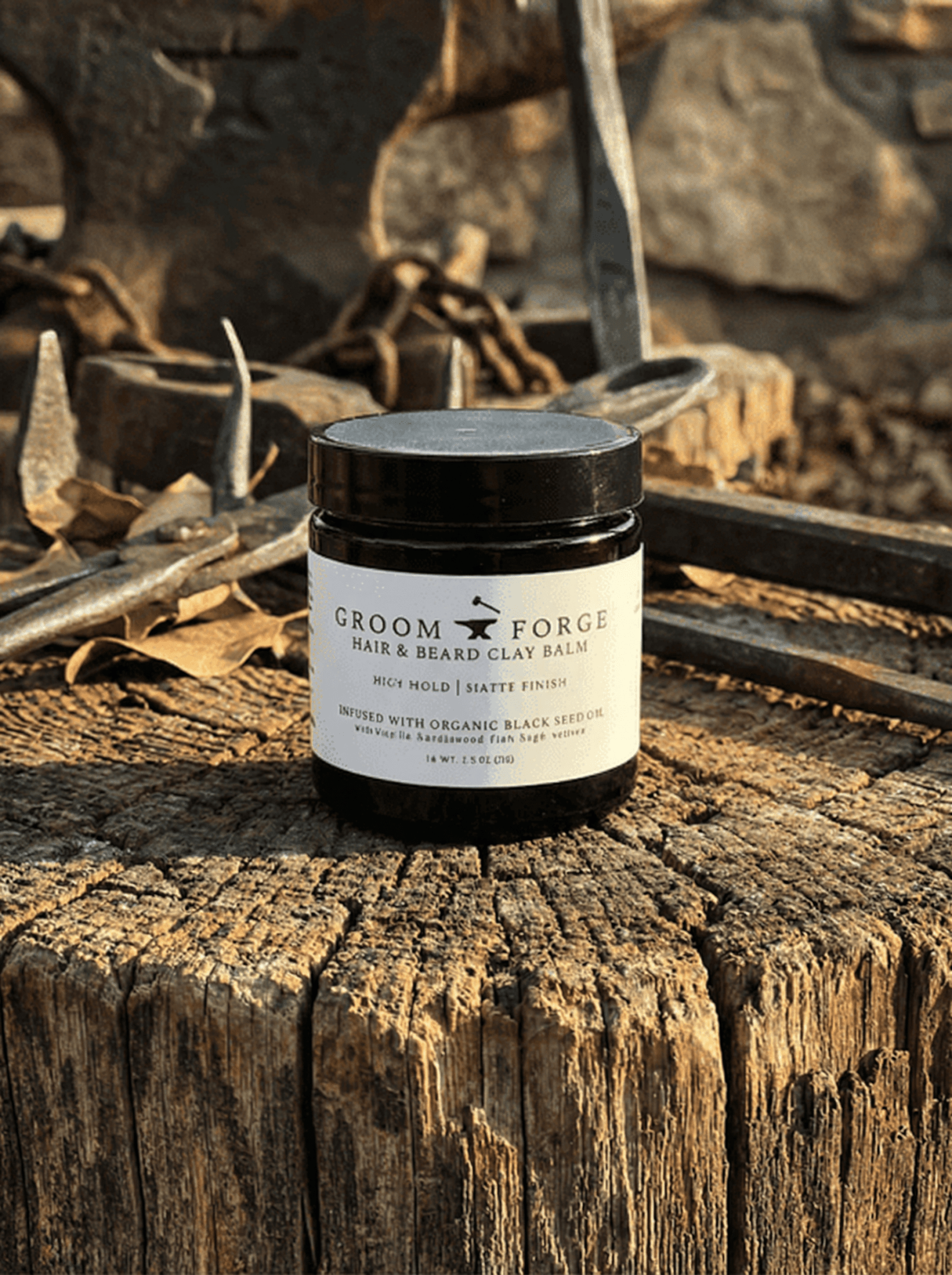 Groom + Forge Hair & Beard Clay Balm - Rooted Traditions Co