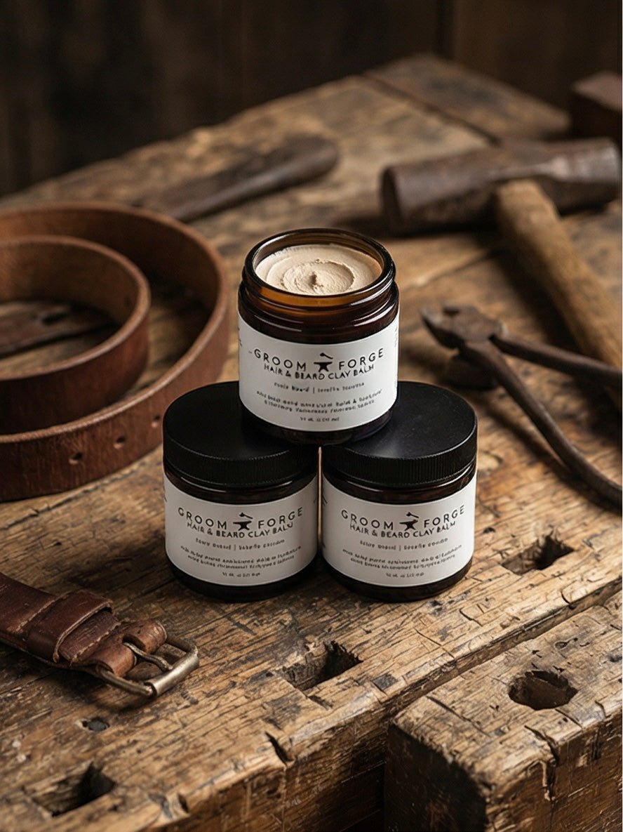 Groom + Forge Hair & Beard Clay Balm - Rooted Traditions Co
