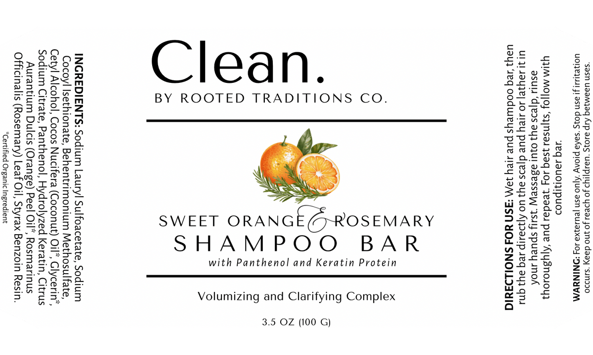 Sweet Orange & Rosemary Shampoo Bar - Rooted Traditions Co